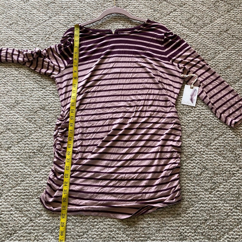 5/$15 NWT Jessica Simpson Pink & Maroon Striped Maternity Tunic Top XL - Picture 6 of 7